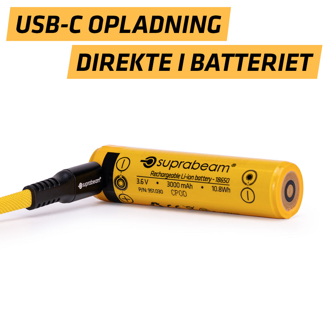 Batteri: Li-Ion celle 18650 (3000 mAh/3,6V) - Q3r (3+2) USB-C - EOL